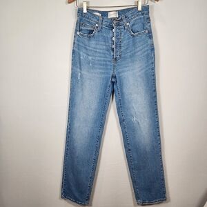 High Rise Blue Jeans with Natural Fading Size 6